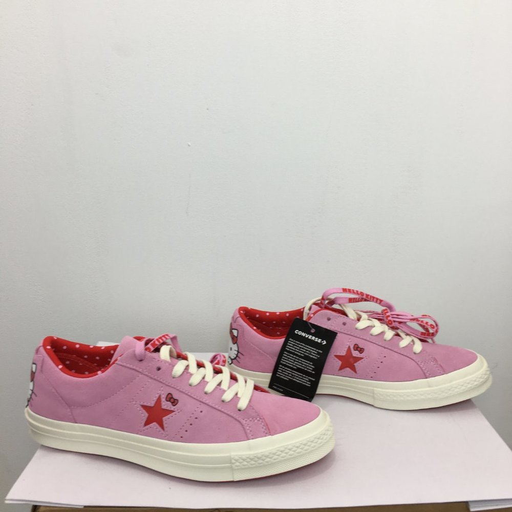 Converse One Star Ox Hello Kitty Pink Red Egret Suede Womens 10 Mens 8 S… - Picture 4 of 9